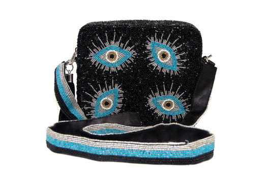 Tiana Designs Evil Eyes Beaded Bag