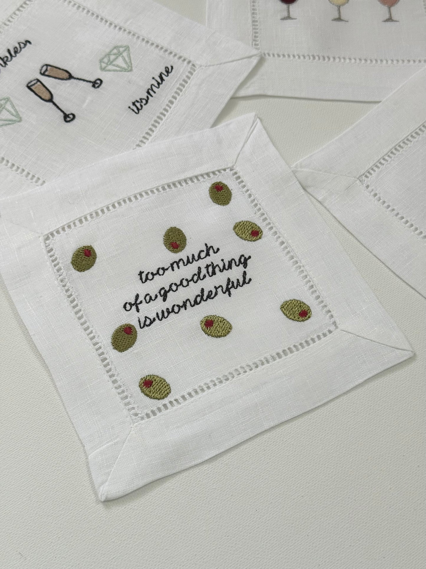 Set of 4 Linen Cocktail Napkins