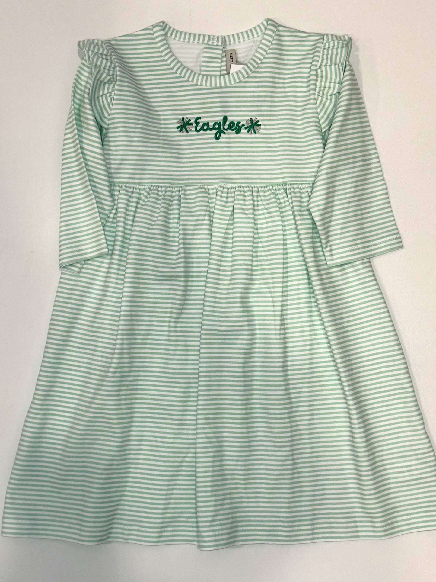 Marco & Lizzy Girls' Striped "Eagles" Long Sleeve Dress