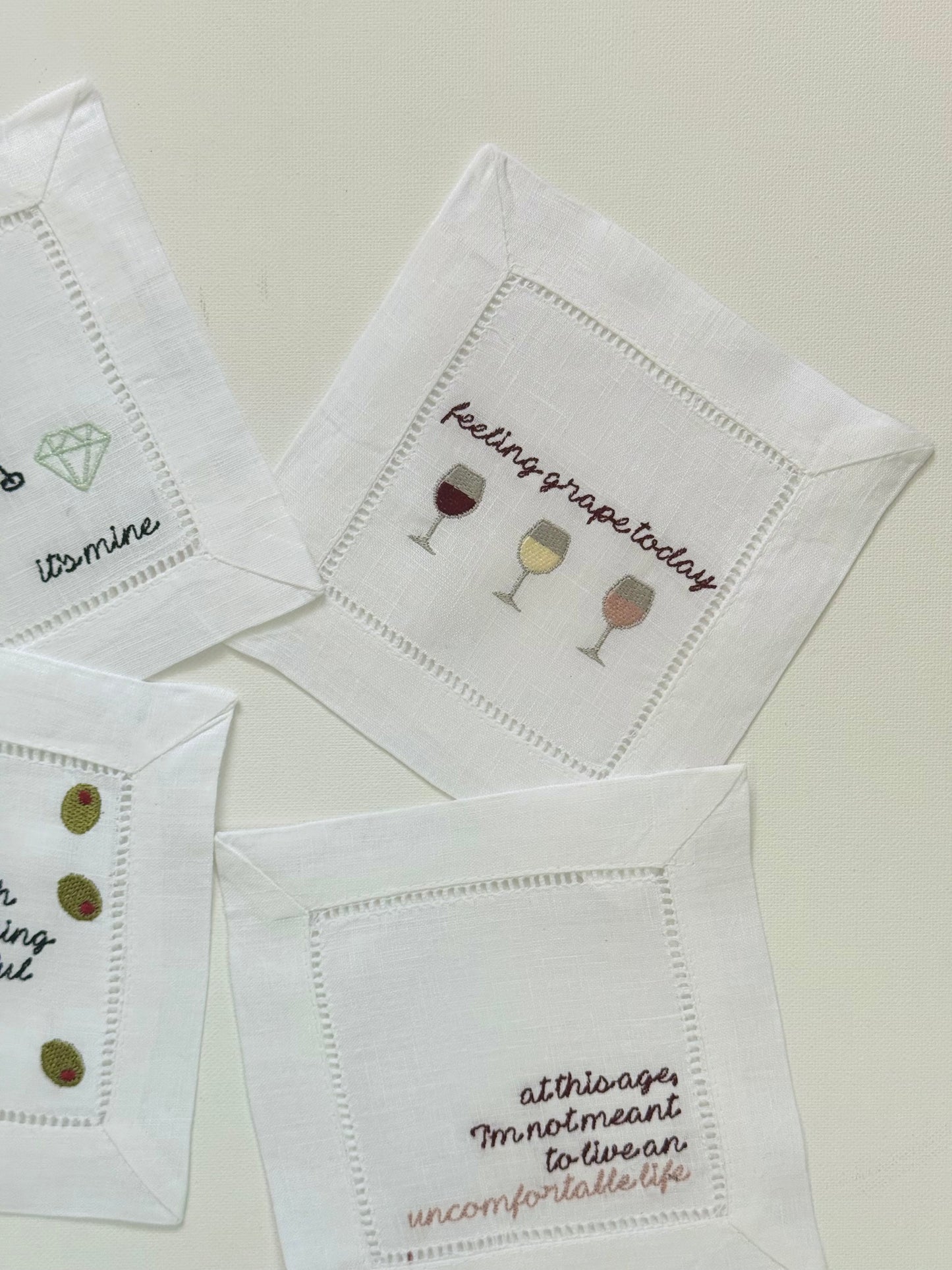 Set of 4 Linen Cocktail Napkins