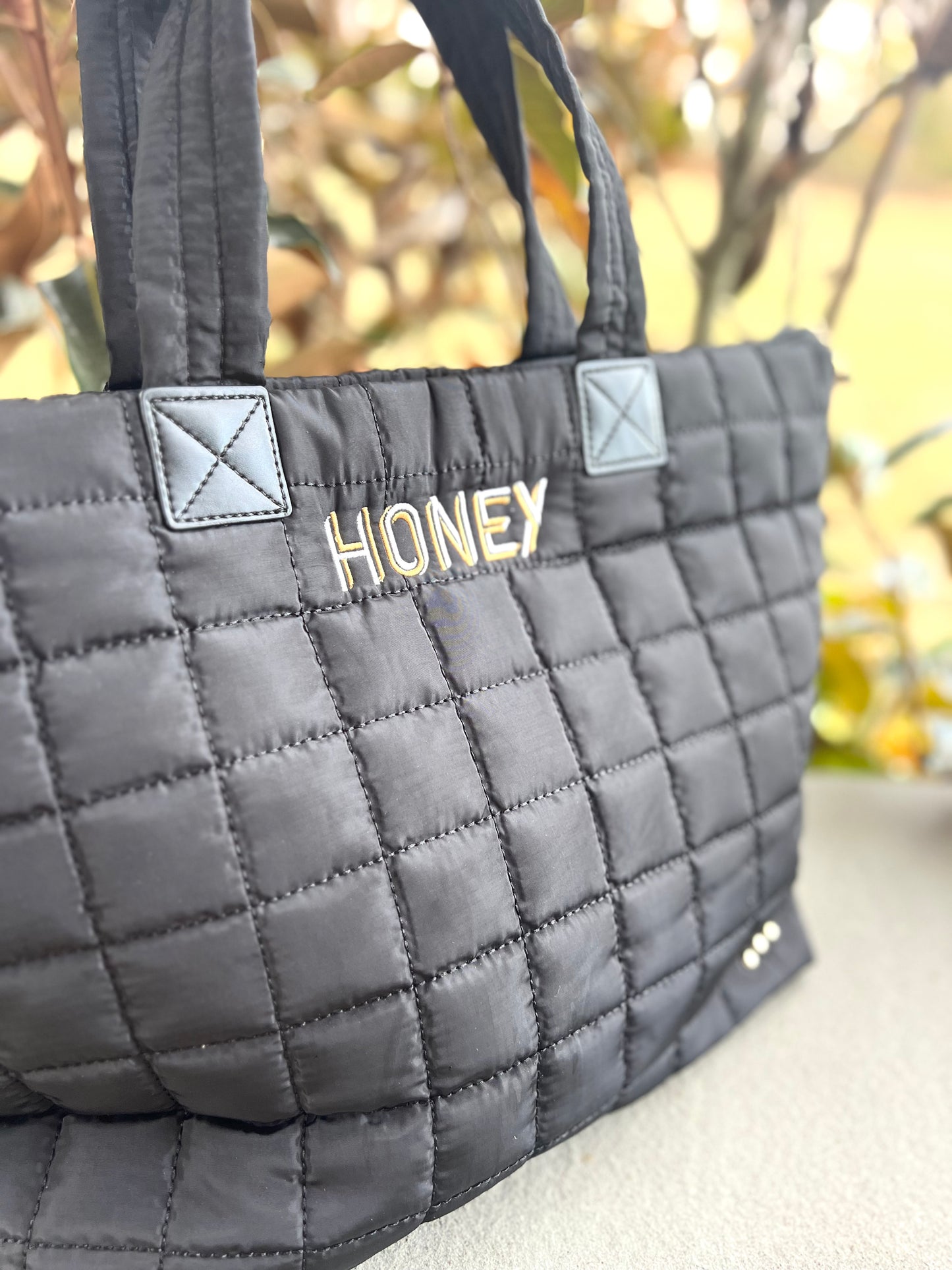 Quilted Tote Bag with Straps