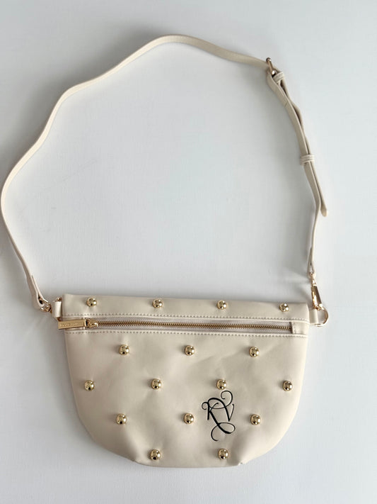 Pretty Simple - Chic Gold Studded Westlyn Bum Bag: Cream