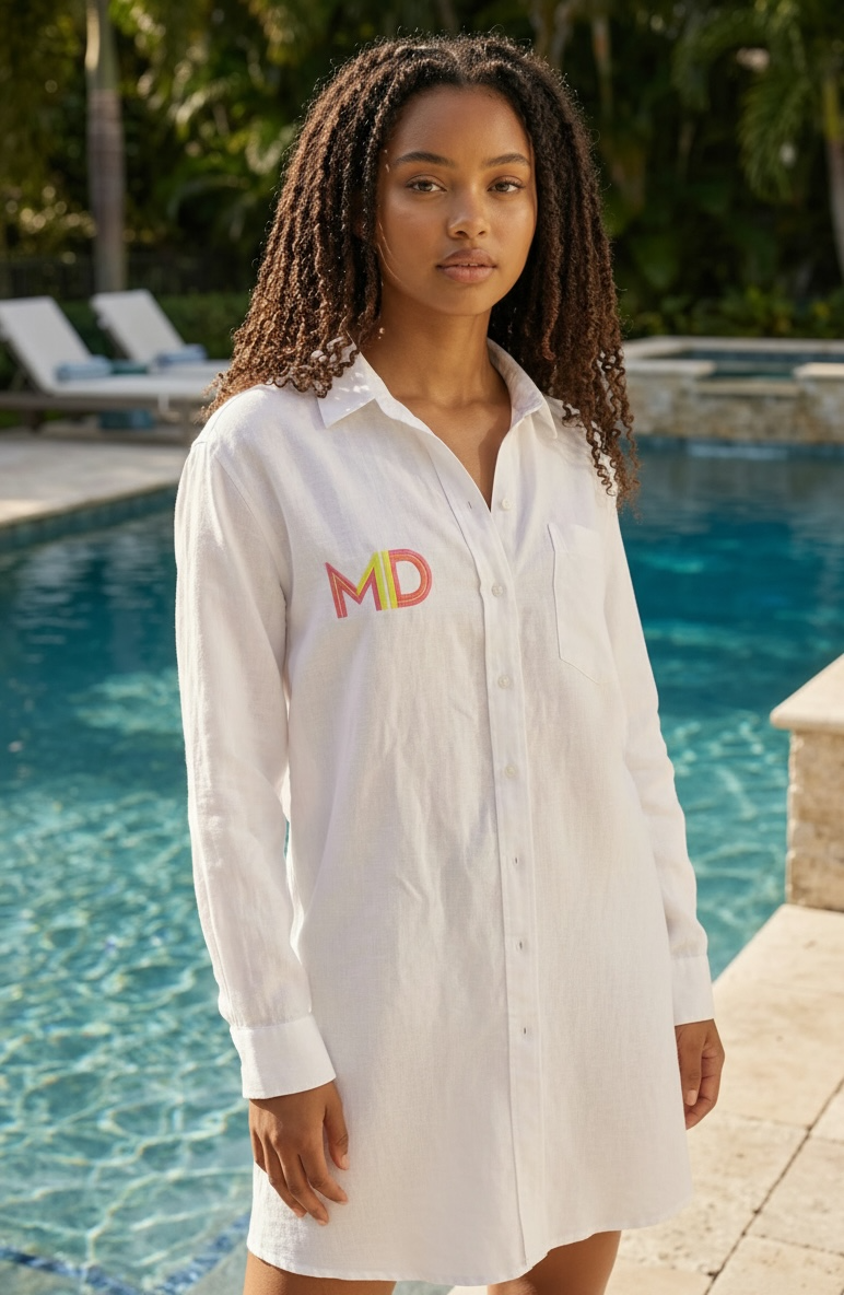 Women’s 100% Linen Button-Up Beach Cover Up