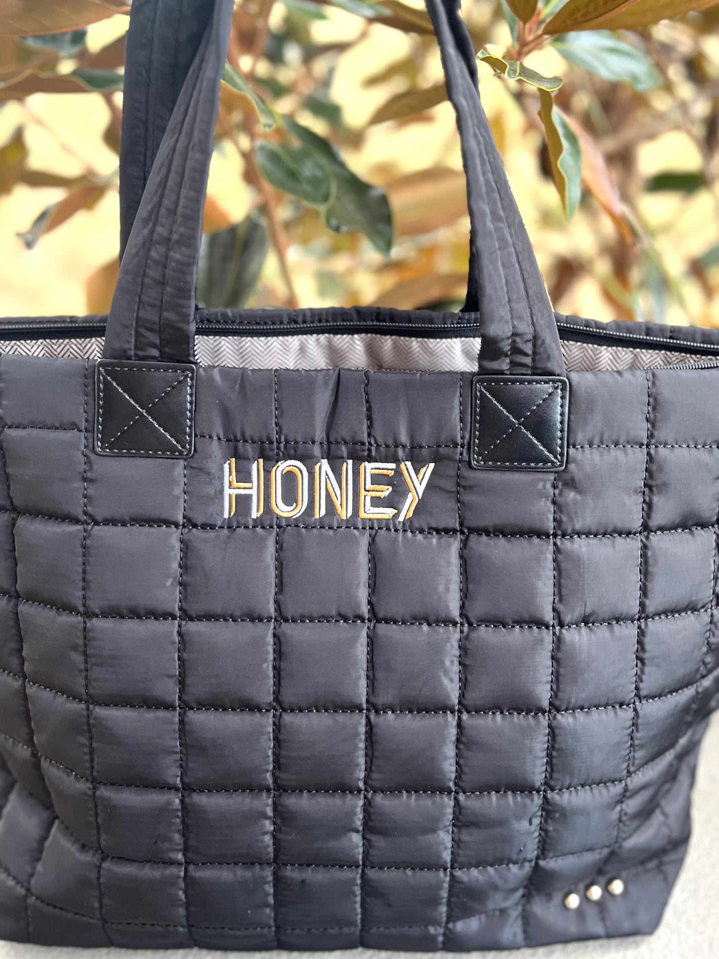 Quilted Tote Bag with Straps