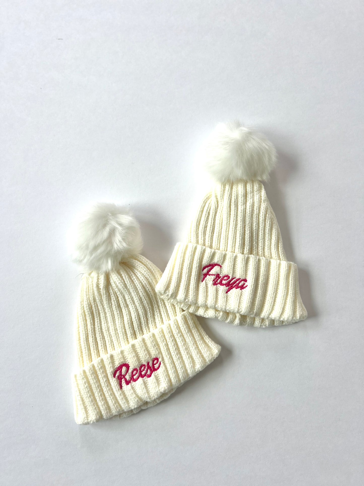 Kids Color Pom Rib Knit Beanie Hat