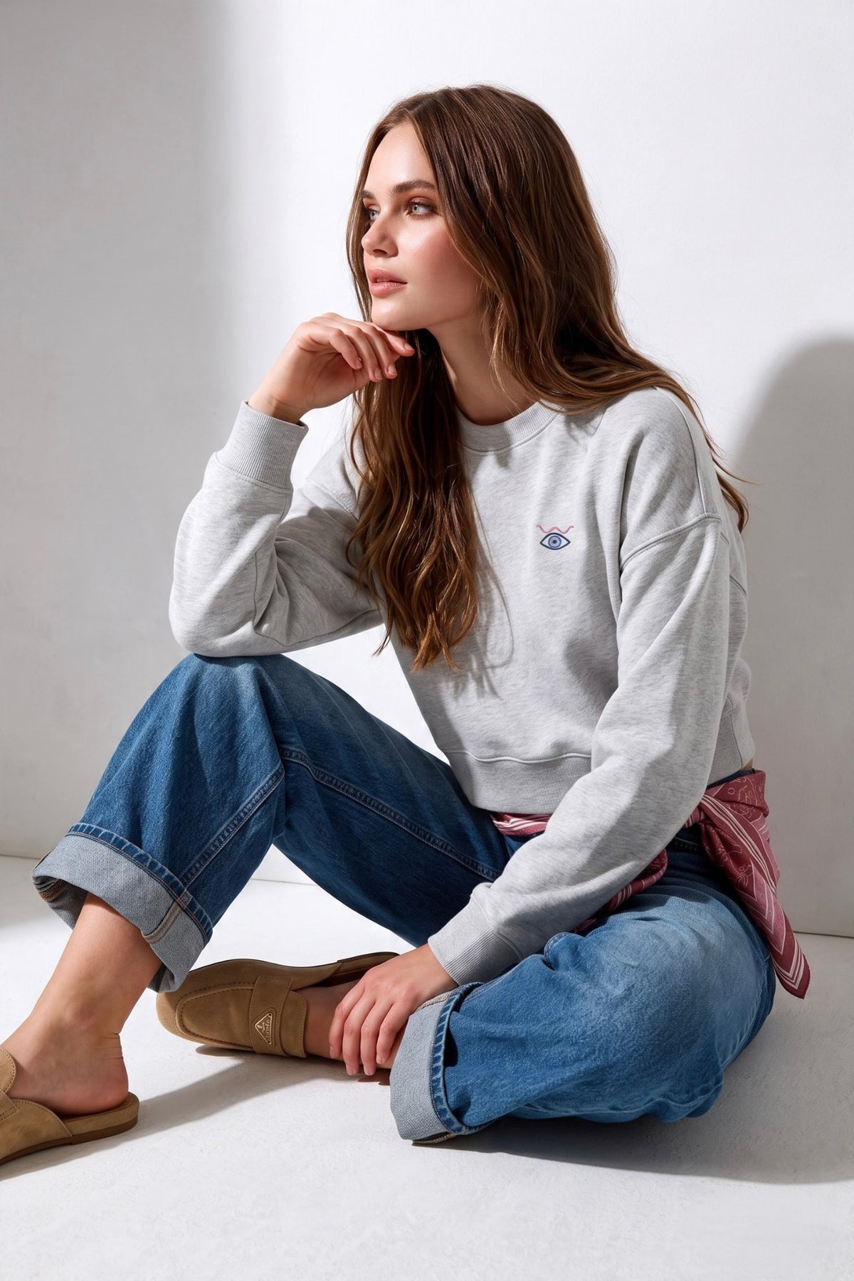 'Keep an Eye on the Girls' Breast Cancer Awareness Women's Crewneck Sweatshirt