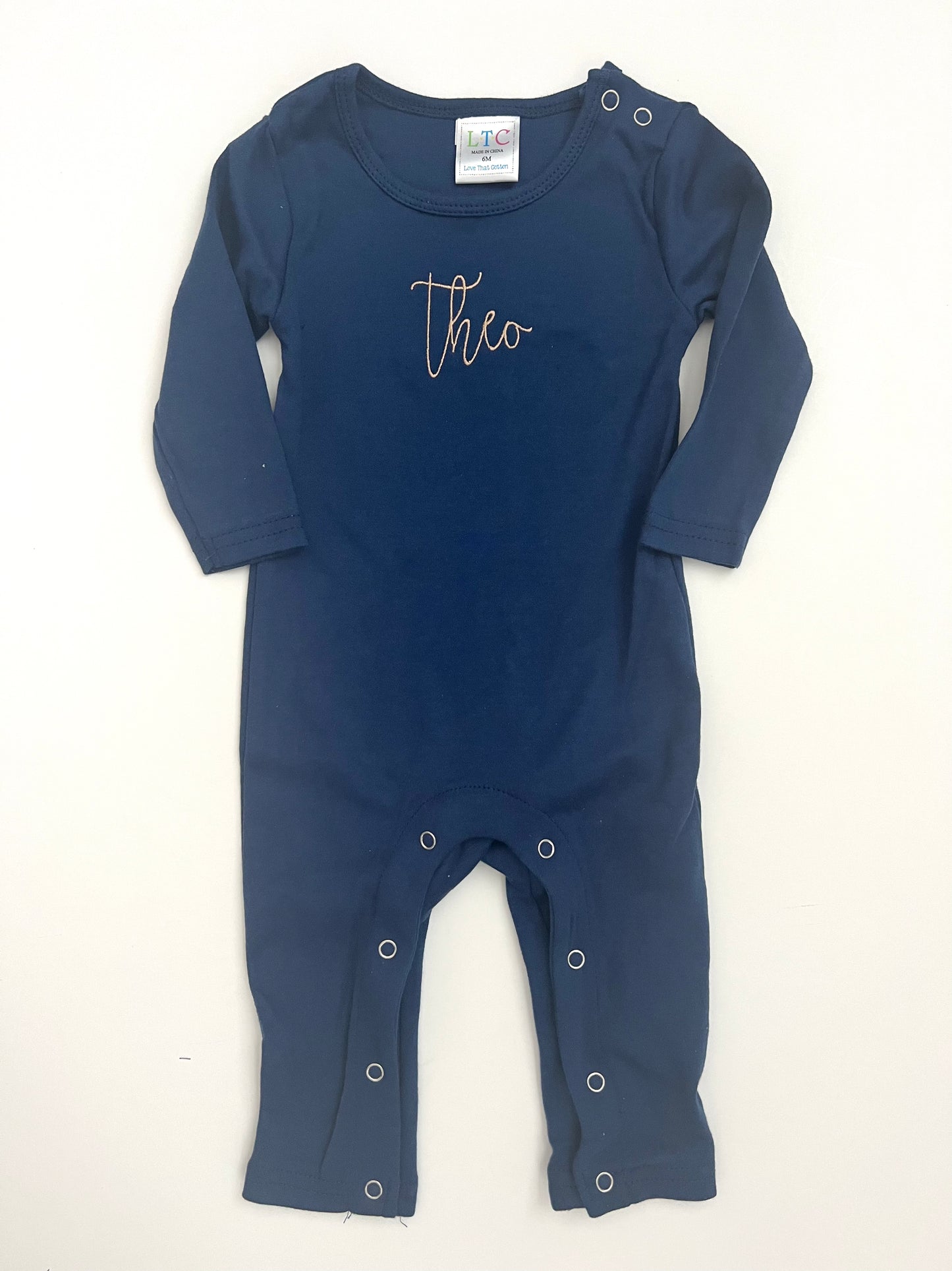 Long Sleeve Baby Romper- Navy