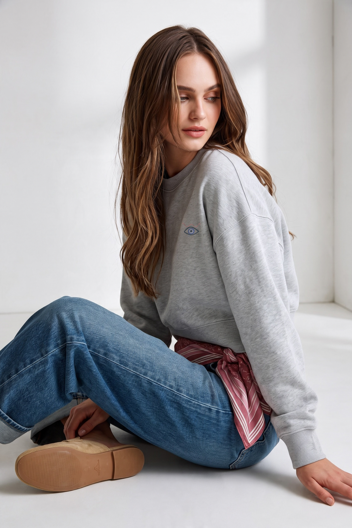 'Keep an Eye on the Girls' Breast Cancer Awareness Women's Crewneck Sweatshirt