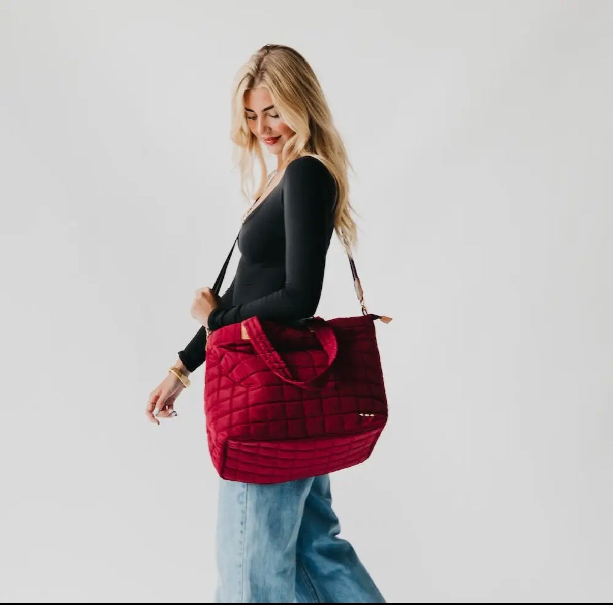 Quilted Tote Bag with Straps
