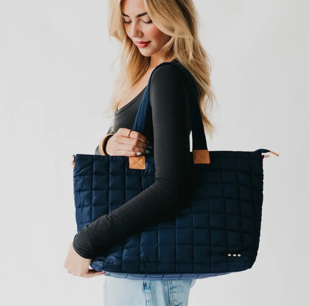 Quilted Tote Bag with Straps