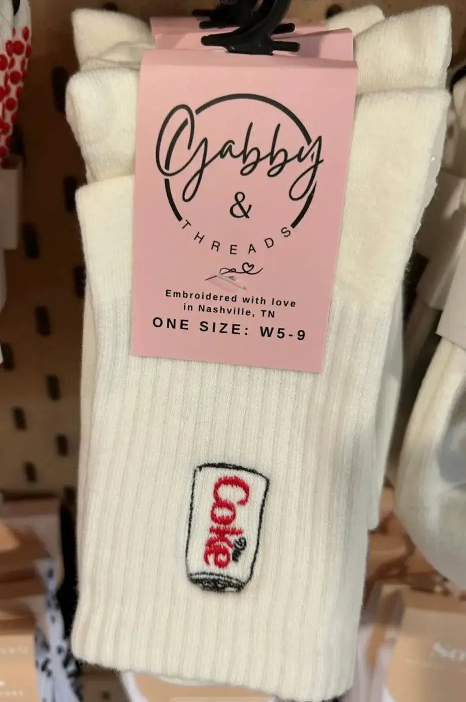 Gabby & Threads - Diet Coke Socks (Regular & Grip): White Regular Socks (No Grip)