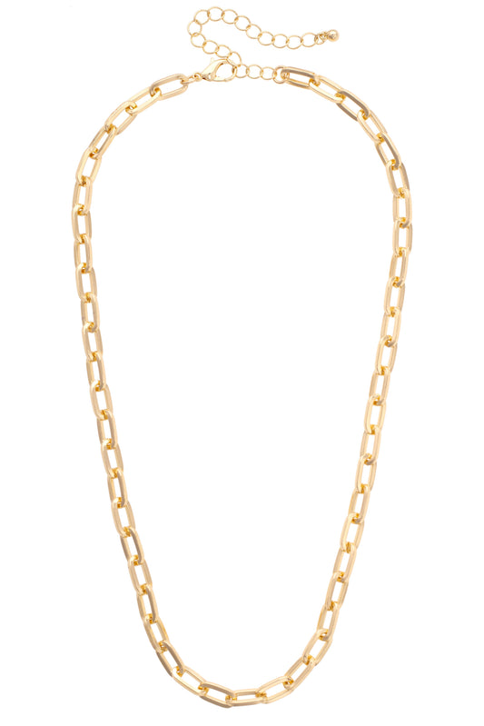 Canvas Style - Winston Paperclip Chain Necklace in Shiny Gold