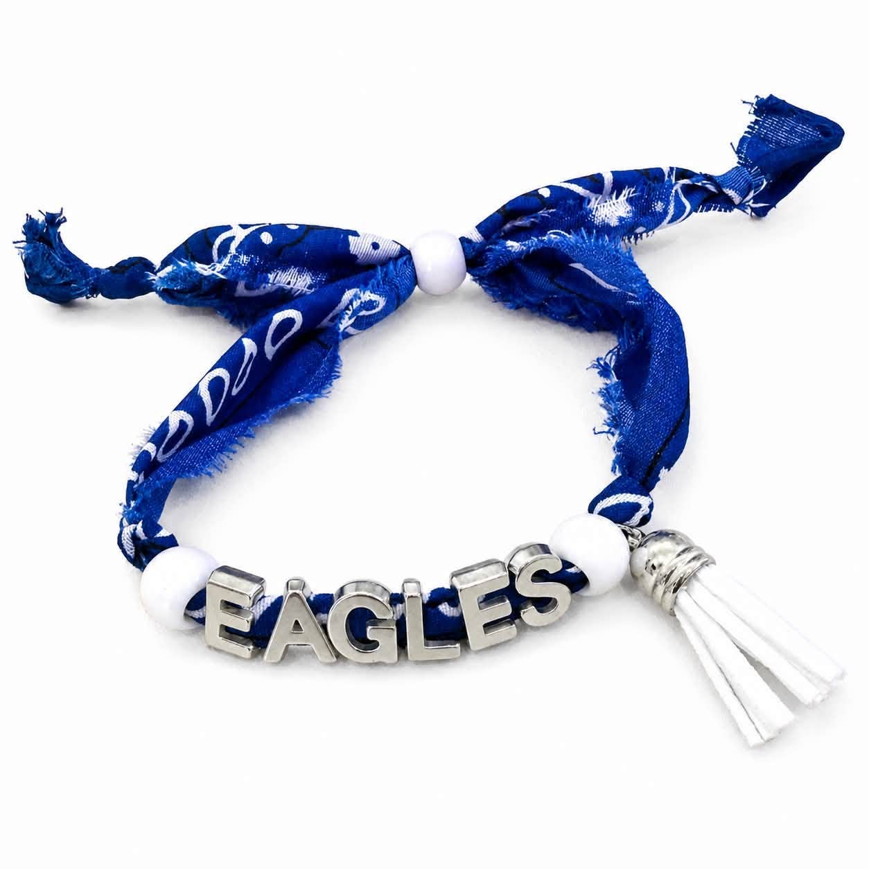 Doohickies - Rally Spirit Bracelet | Personalized School Spirit Bracelet | Custom Team Color Fabric Bracelet: B - Black / M - Purple / L - Silver