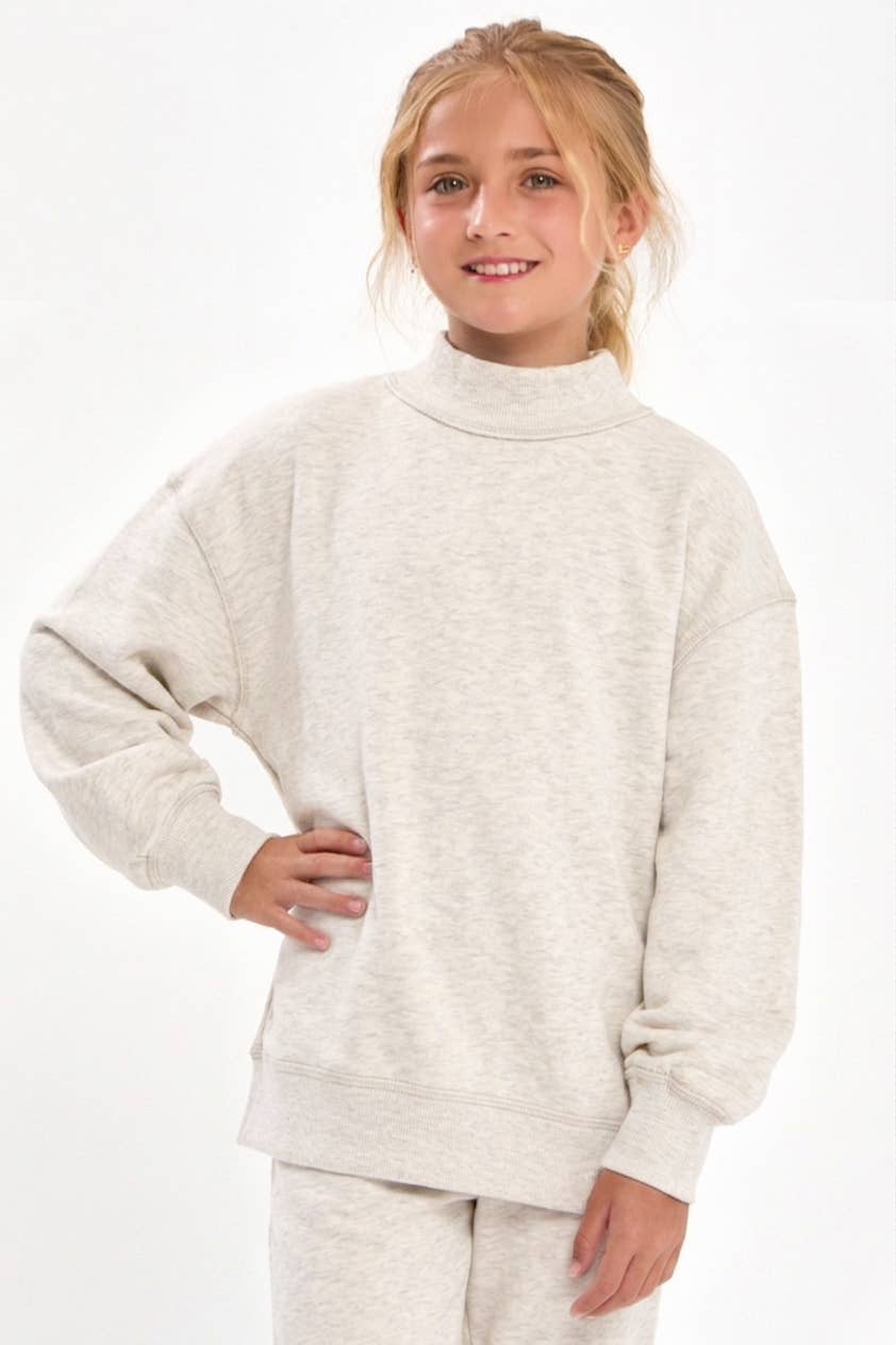 Good Girl - Cotton Terry Mock Neck Sweatshirt: LT Grey / S