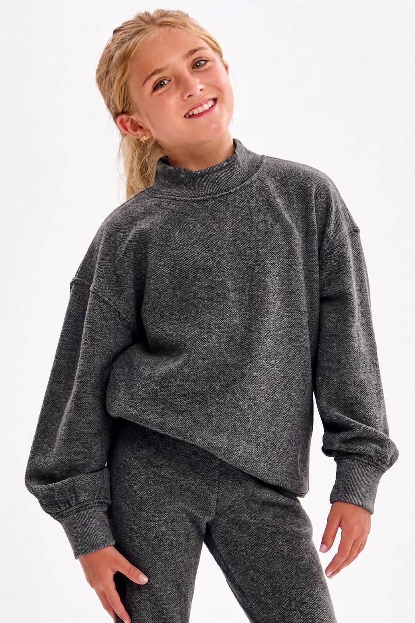 Good Girl - Cotton Terry Mock Neck Sweatshirt: LT Grey / XL
