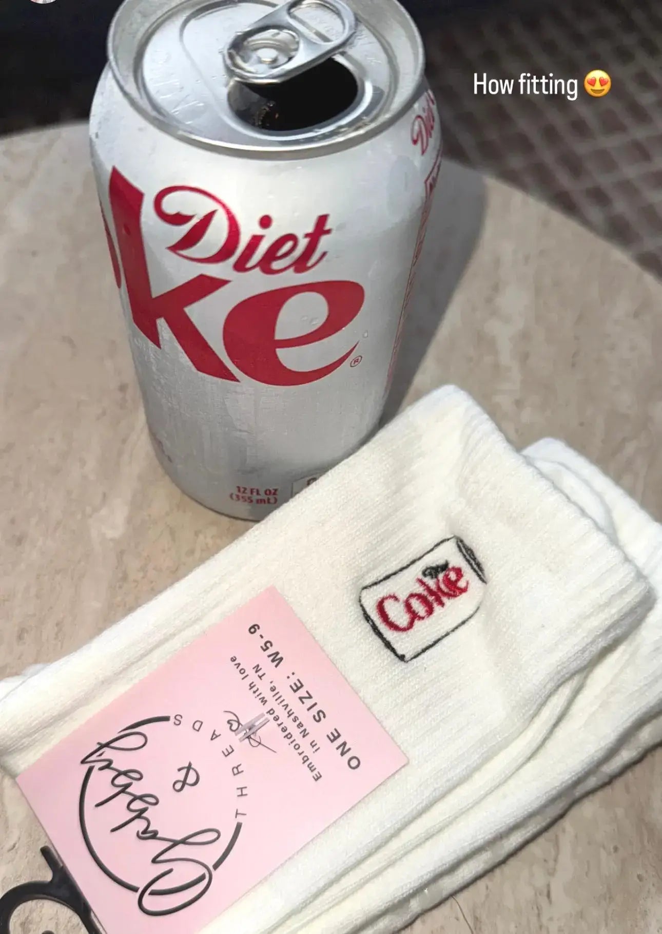 Gabby & Threads - Diet Coke Socks (Regular & Grip): White Regular Socks (No Grip)