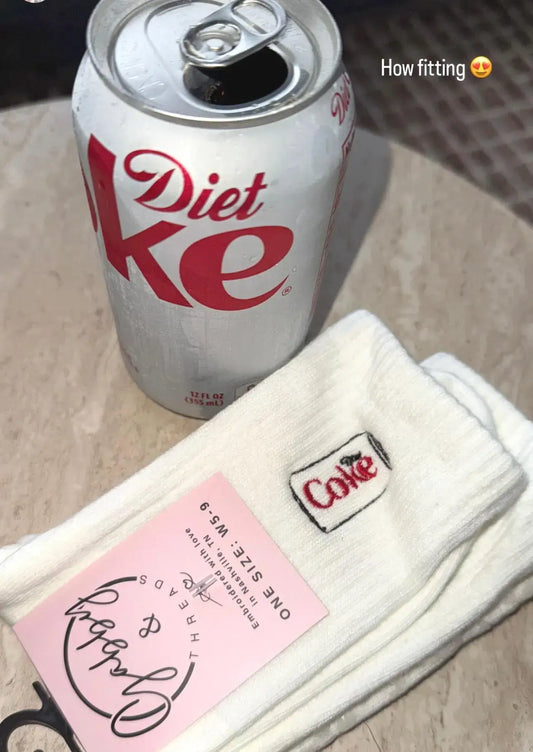 Gabby & Threads - Diet Coke Socks (Regular & Grip): White Regular Socks (No Grip)