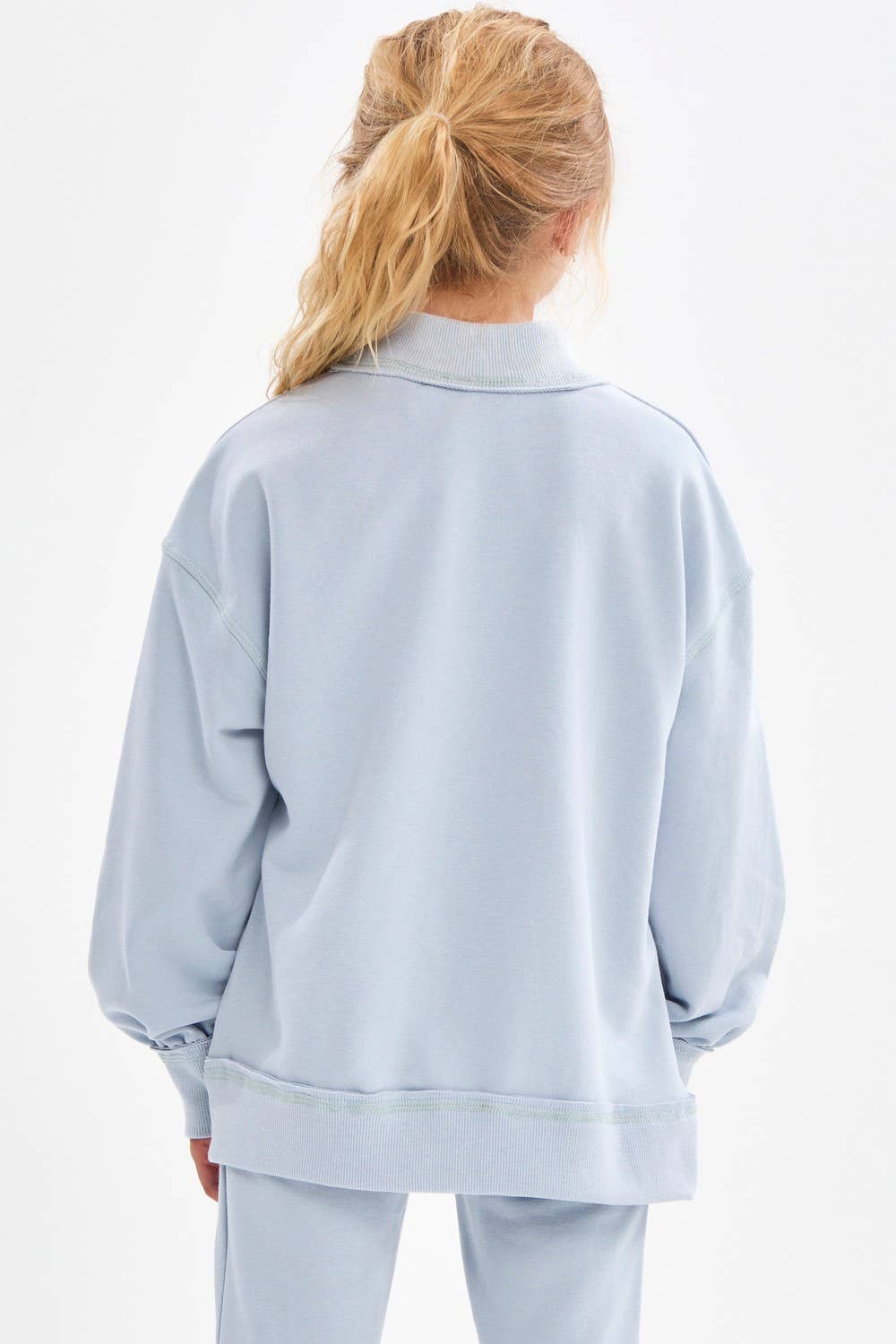 Good Girl - Cotton Terry Mock Neck Sweatshirt: LT Grey / XL