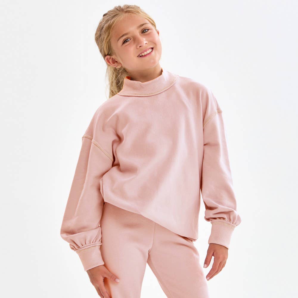 Good Girl - Cotton Terry Mock Neck Sweatshirt: LT Grey / XL