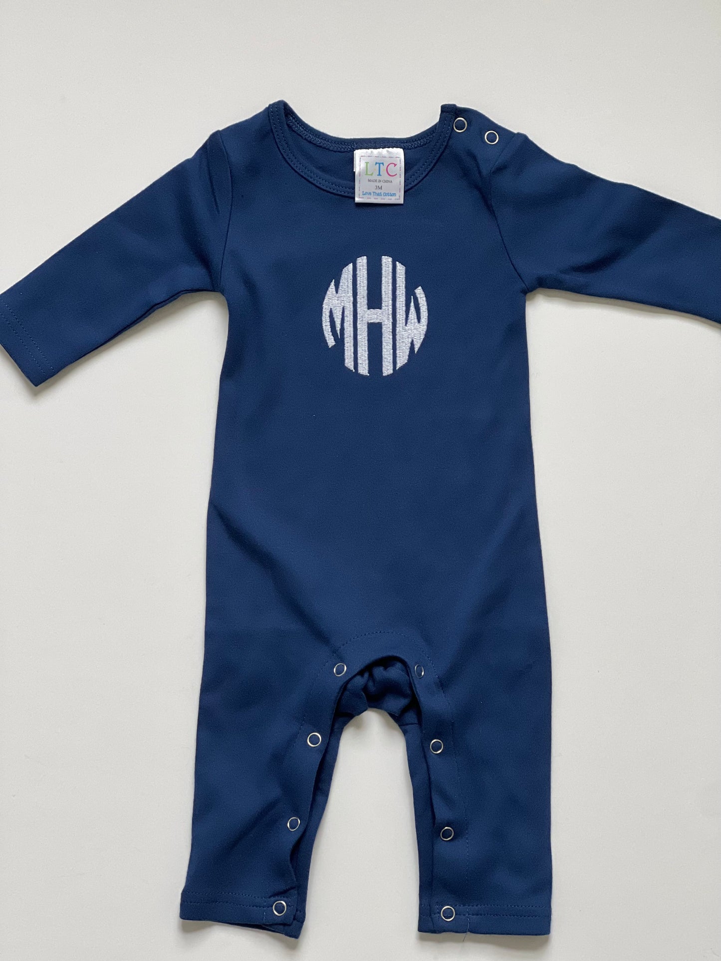 Long Sleeve Baby Romper- Navy