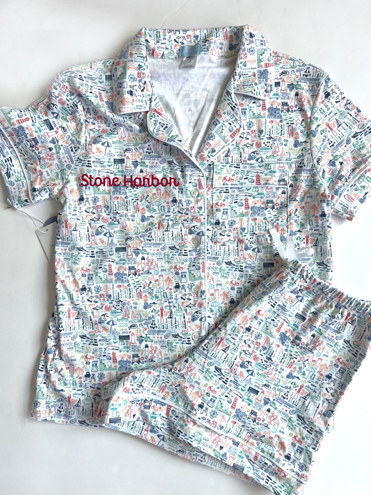 Jersey Shore Women’s Button Front Short Pajama Set