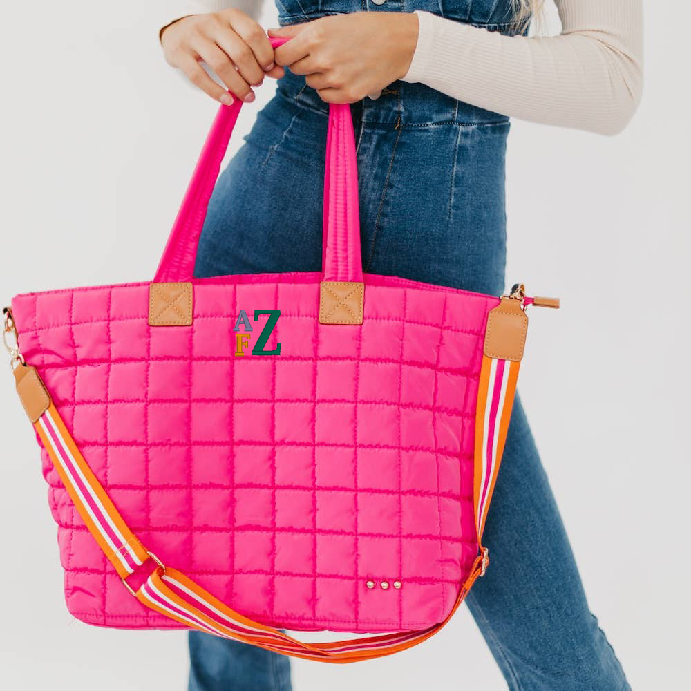 Quilted Tote Bag with Straps