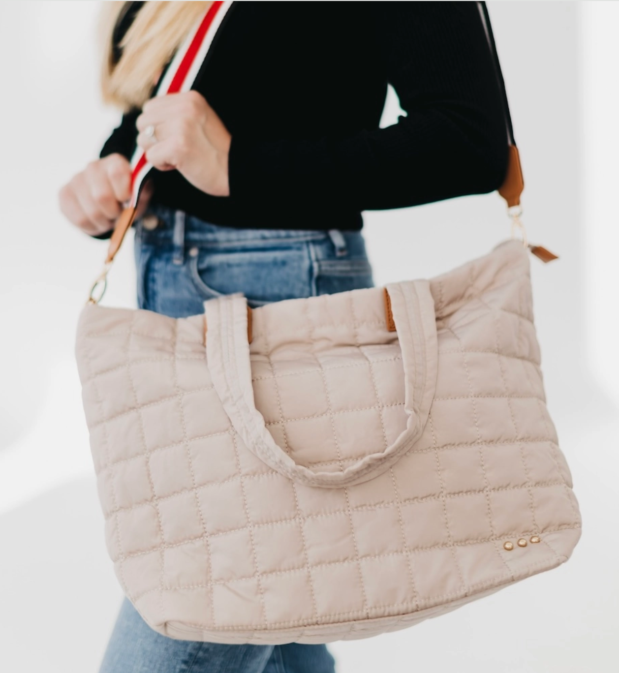 Quilted Tote Bag with Straps