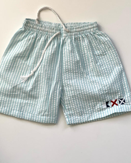 Boys' Cotton Seersucker Swim Trunks