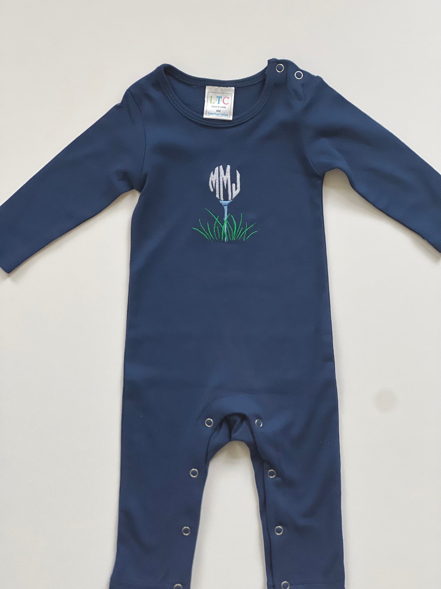 Long Sleeve Baby Romper- Navy