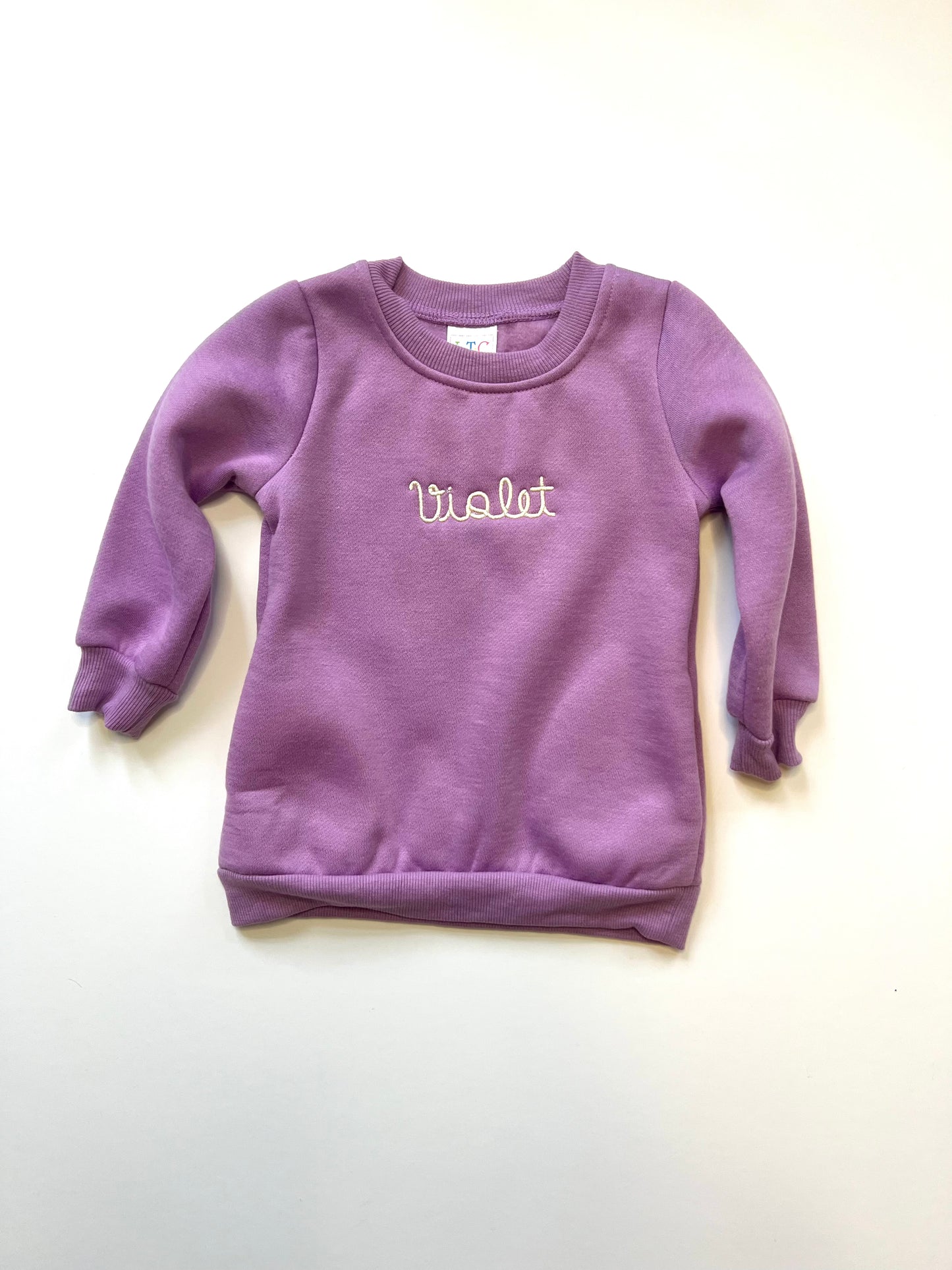 Toddler & Kids' Pink or Lavender Round Neck Sweatshirt