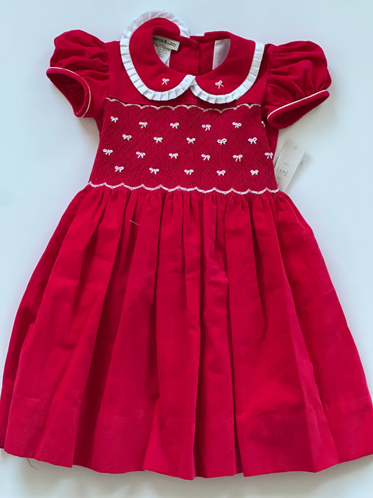 Girls' Embroidered Bow Smocked Dress