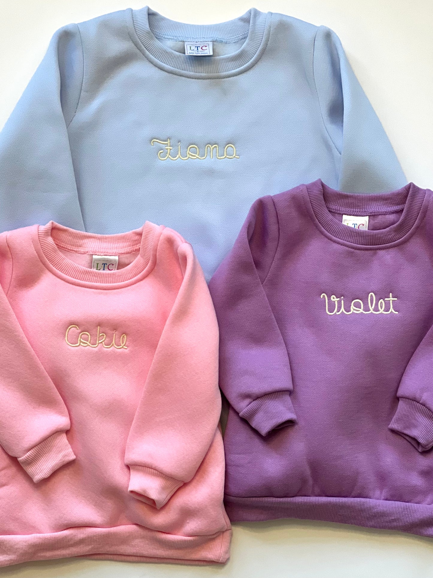 Toddler & Kids' Pink or Lavender Round Neck Sweatshirt